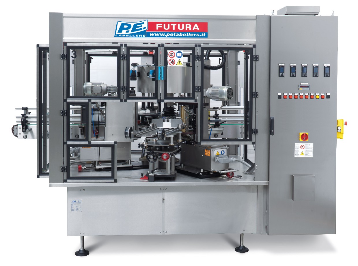 意大利PE全自动双面贴标机-洗衣液贴标机-消毒液圆瓶定位贴标机